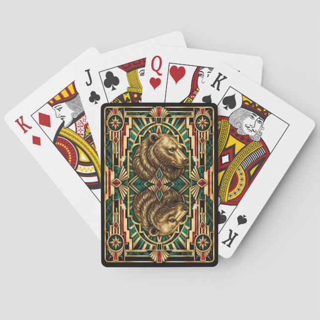 Jeu De Cartes Ours, Faune Art Déco (dos)