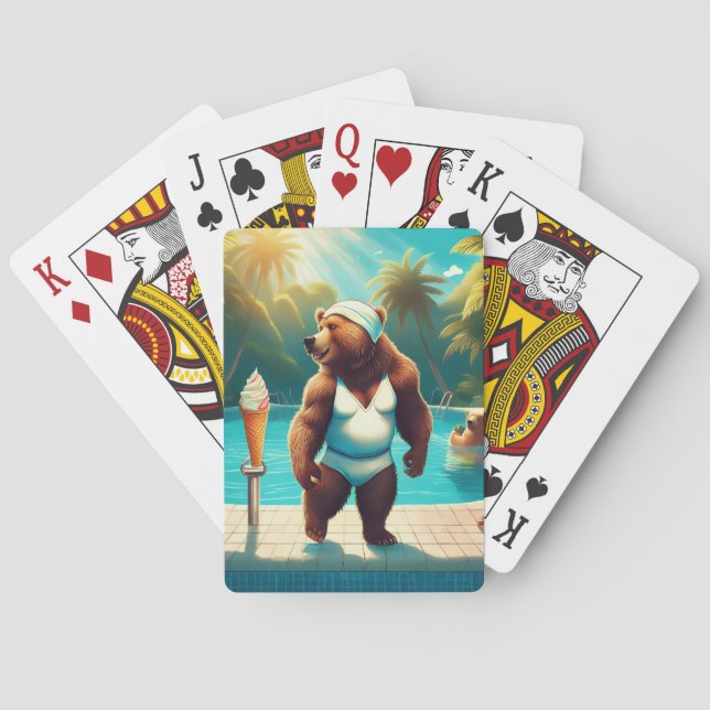 Jeu De Cartes Ours Grizzly À La Piscine (dos)