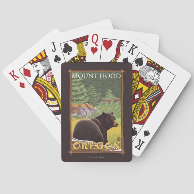 Jeu De Cartes Ours noir dans la forêt - capot de bâti, Orégon (dos)