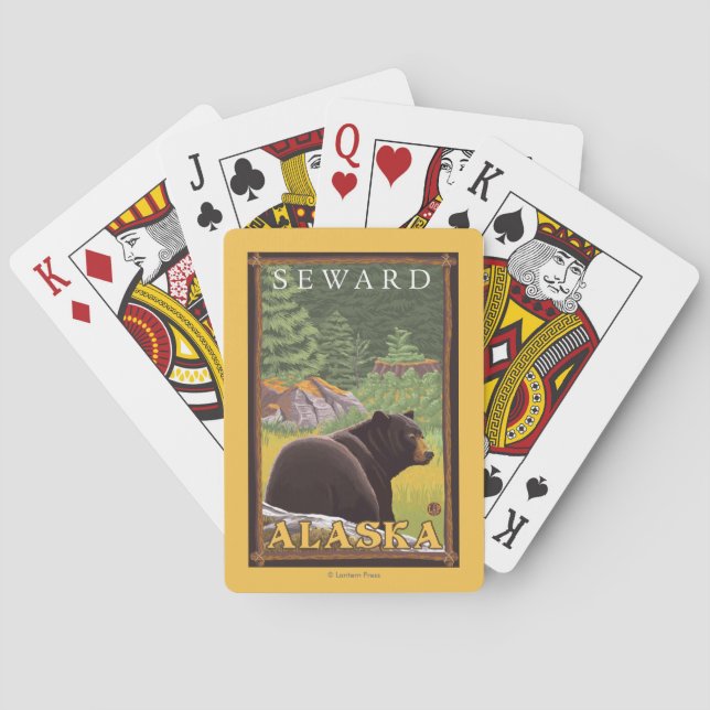Jeu De Cartes Ours noir dans la forêt - Seward, Alaska (dos)