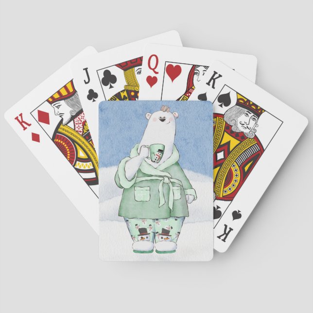 Jeu De Cartes Ours polaire de Noël en pyjama (dos)