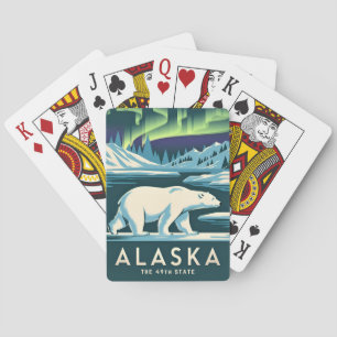Jeu De Cartes Ours polaire Vintage voyage Alaska Northern Lights