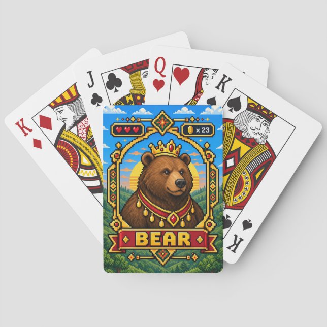 Jeu De Cartes Ours Rétro Pixel Art 8-Bit (dos)