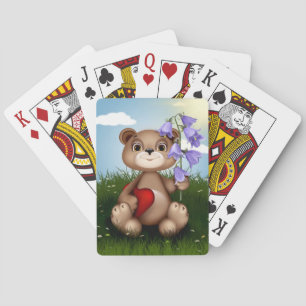 Jeu De Cartes Ours tenant un bouquet de fleurs-30926