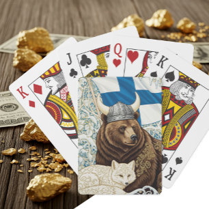 Jeu De Cartes Ours viking finlandais, renard arctique Art Nouvea