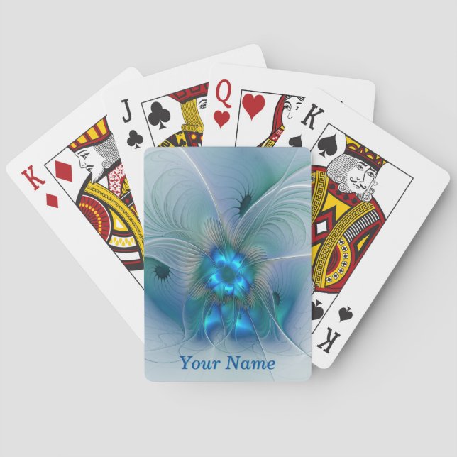 Jeu De Cartes Ovation debout Art abstrait fractal bleu Nom (dos)