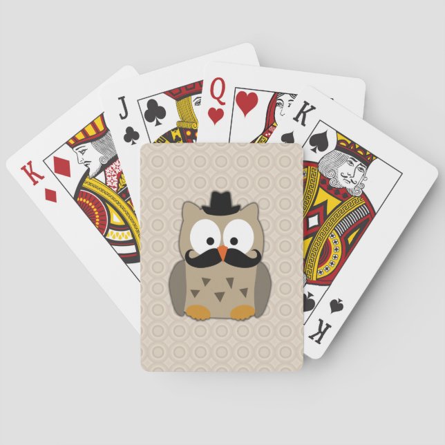Jeu De Cartes Owl with Mustache and Hat (dos)