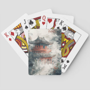 Jeu De Cartes Pagode de la Montagne Cramoisie Lavis d'Encre (1)