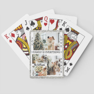 Jeu De Cartes Paillettes Argent Joie Amour Paix Nom de Famille &