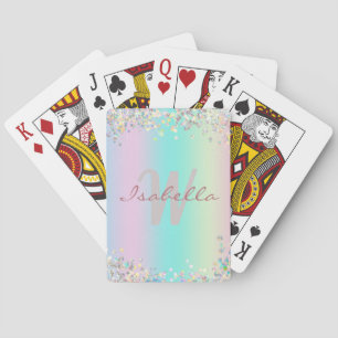 Jeu De Cartes Paillettes holographiques de licorne