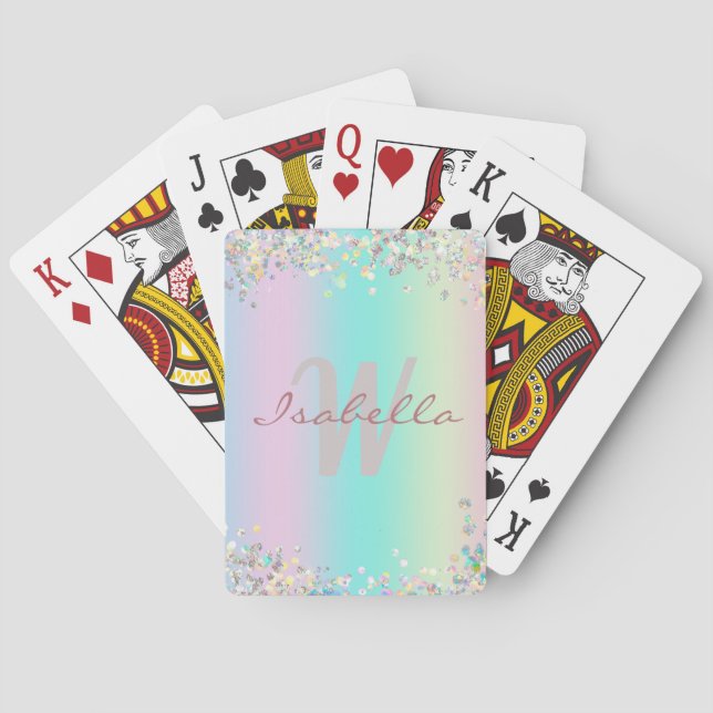 Jeu De Cartes Paillettes holographiques de licorne (dos)