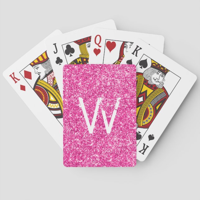 Jeu De Cartes Paillettes Rose Clair Monogrammées (dos)