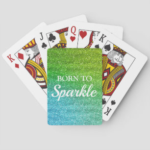 Jeu De Cartes Paillettes Vertes & Bleues Brillantes Nées pour Br