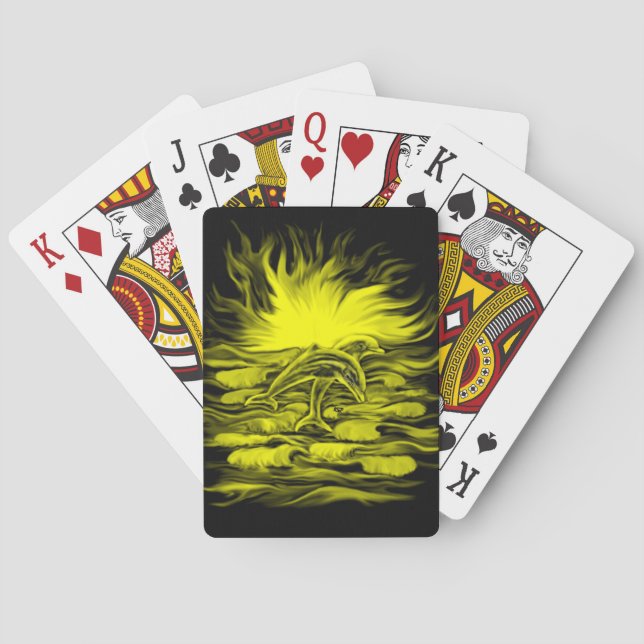 Jeu De Cartes Paire de dauphins dans le soleil (dos)