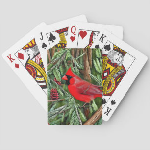 Jeu De Cartes Paire des Cardinaux rouges sauvages majestueux
