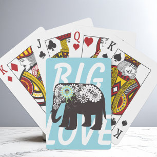 Jeu De Cartes Paisley Elephant Design Élégant Bleu clair