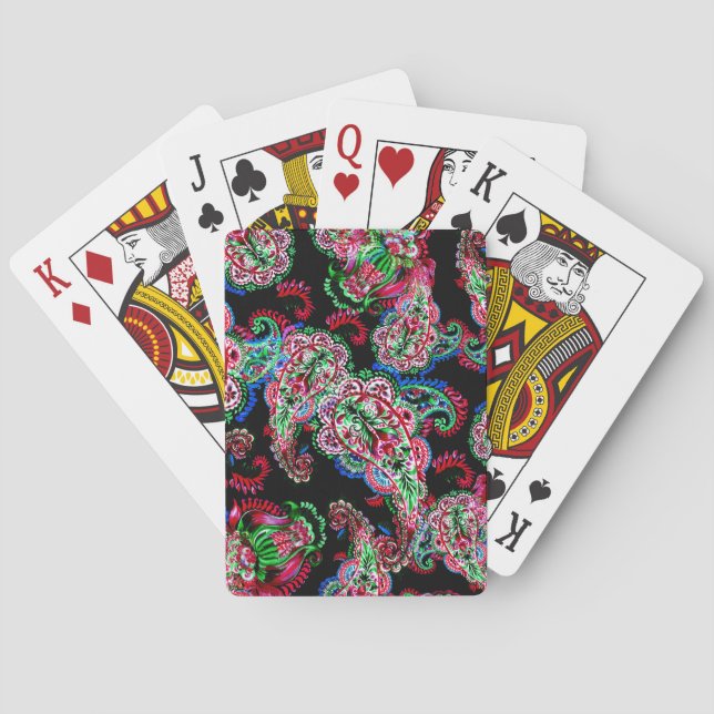 Jeu De Cartes Paisley Floral Pattern, Ethnic Arrière - plan. (dos)