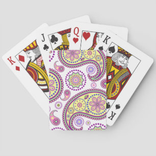 Jeu De Cartes Paisley violet, jaune et rose