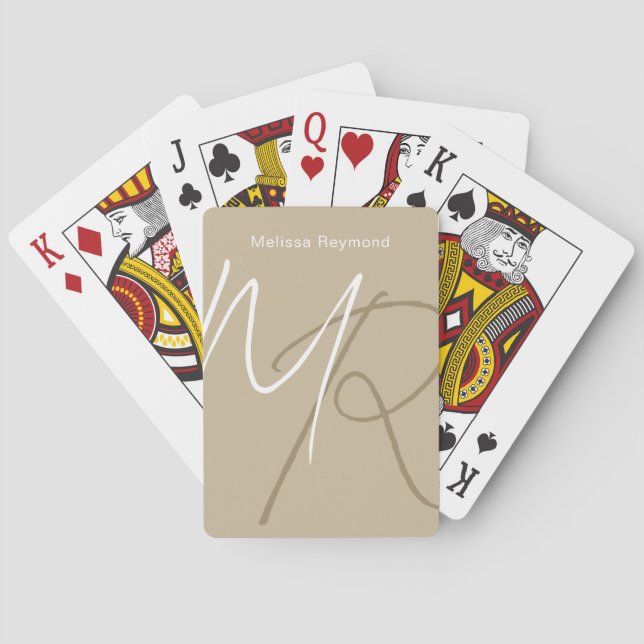 Jeu De Cartes Pale Khaki Jouer des cartes avec un monogramme sur (dos)