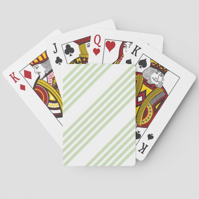 Jeu De Cartes Pale vert et blanc cinq bandes motif (dos)