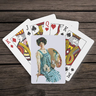 Jeu De Cartes Palette de peintre de dame artiste victorienne vin
