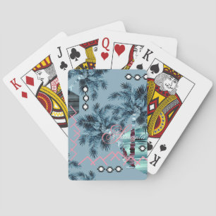 Jeu De Cartes Palm Hawaiian bleu noir monogramme personnalisé