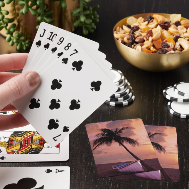 Jeu De Cartes Palm Tree and Boat Beach Sunset (In Situ)