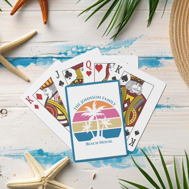 Jeu De Cartes Palm Tree Sunset Beach House Tropical Personnalisé (Créateur téléchargé)