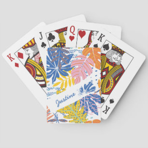 Jeu De Cartes Palme tropicale moderne rose bleu jaune