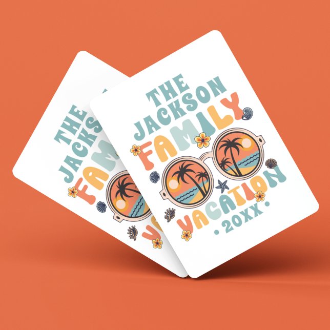 Jeu De Cartes Palmiers lunettes de soleil rétro vacances en fami (Créateur téléchargé)