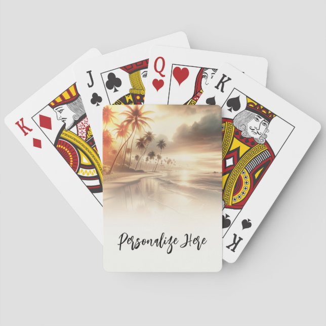 Jeu De Cartes Palmiers & Orange Sunset Beach Mariage (dos)