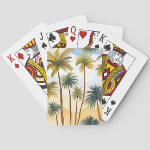 Jeu De Cartes Palmiers tropicaux Carte d'aquarelle de plage