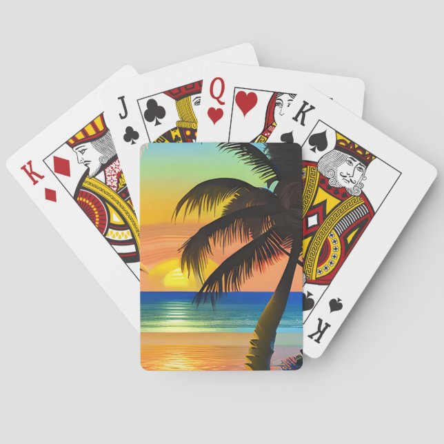Jeu De Cartes Palmiers tropicaux et couchers de soleil (dos)
