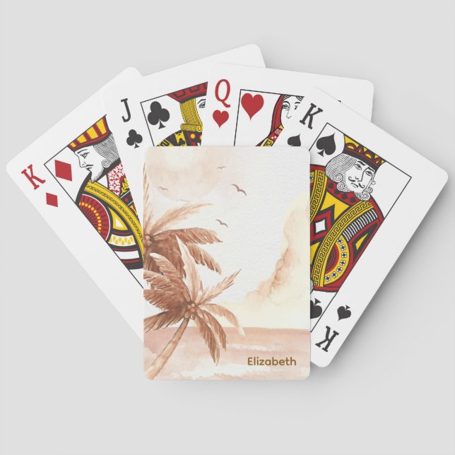 Jeu De Cartes Palmiers Tropicaux Rustiques (dos)