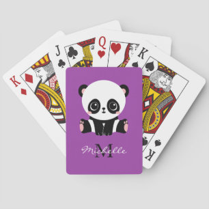 Jeu De Cartes Panda à assise mignonne Monogramme personnalisé vi