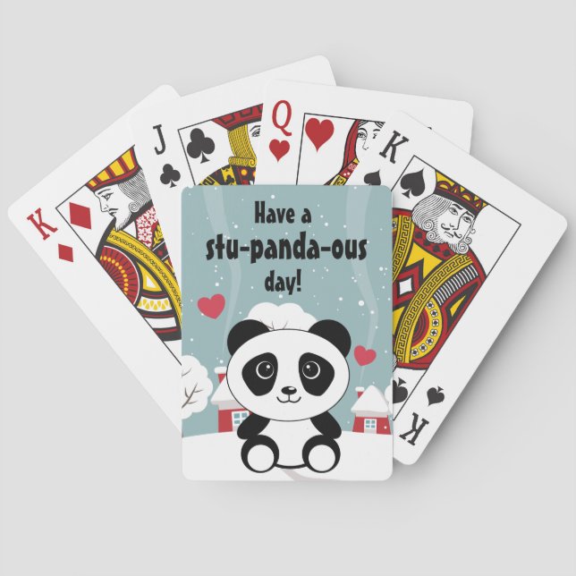 Jeu De Cartes Panda Bébé Cute En Hiver Gris Neige (dos)