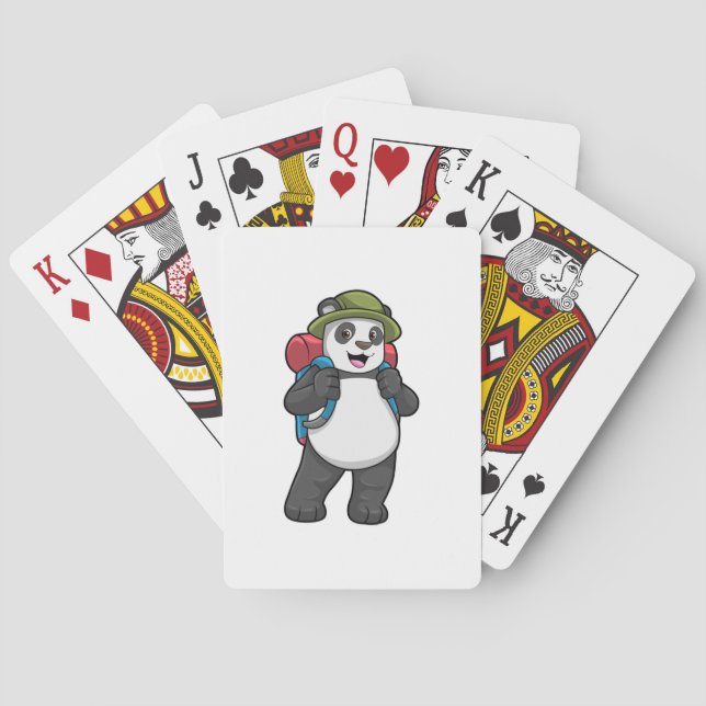 Jeu De Cartes Panda comme randonneur avec sac à dos (dos)