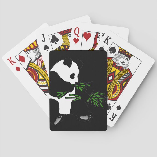 Jeu De Cartes Panda géant mange du bambou noir (dos)