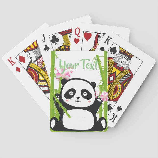Jeu De Cartes Panda heureux avec bambou et fleurs de cerisiers (dos)
