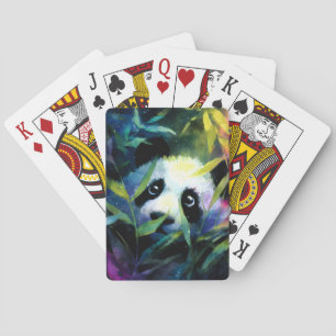 Jeu De Cartes Panda Peeking Bamboo Aquarelle