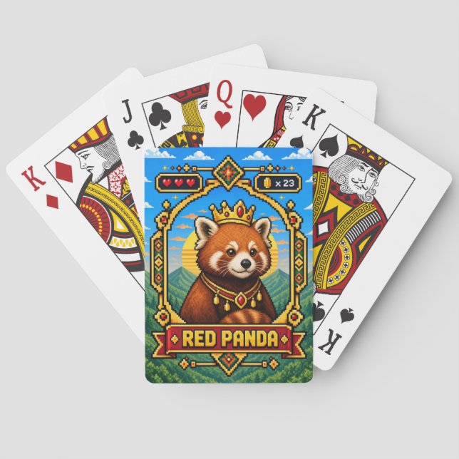 Jeu De Cartes Panda roux rétro pixel art 8 bits (dos)