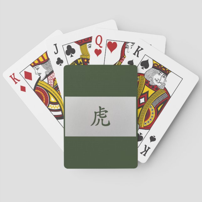 Jeu De Cartes Panneau chinois zodiaque vert tigre (dos)