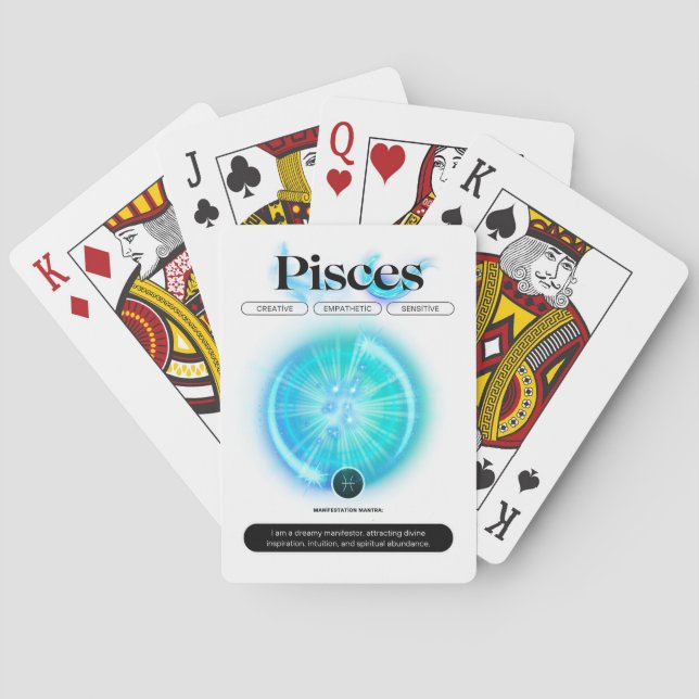 Jeu De Cartes Panneau moderne Zodiac PIsces Quote d'eau Élément (dos)
