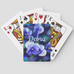 Jeu De Cartes Pansies bleues Pansy Fleur Floral Personnalisé