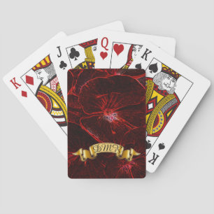 Jeu De Cartes Pansies en néon rouge avec Monogramme