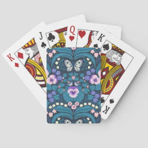 Jeu De Cartes Pansies, oiseaux et papillons