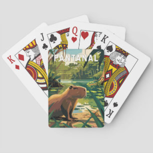 Jeu De Cartes Pantanal Brésil Capybara Voyage Art Vintage