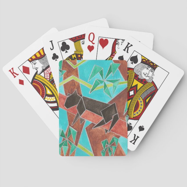Jeu De Cartes Panthère de la jungle Original Abstrait Art (dos)