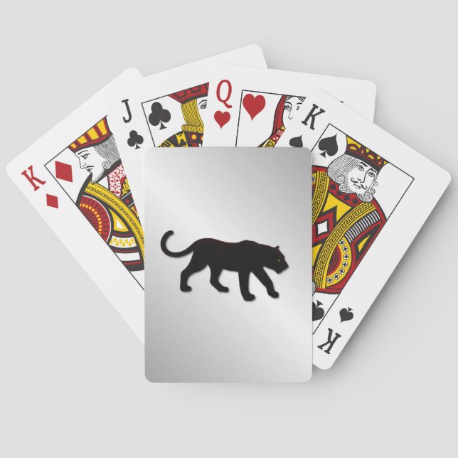Jeu De Cartes Panthère noire sur argent (dos)