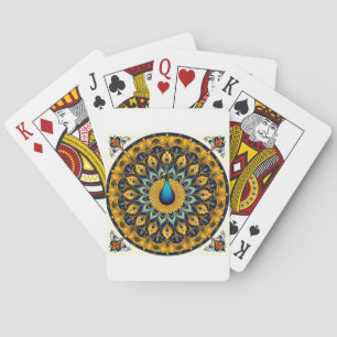 Jeu De Cartes Paon décoratif sur fond blanc